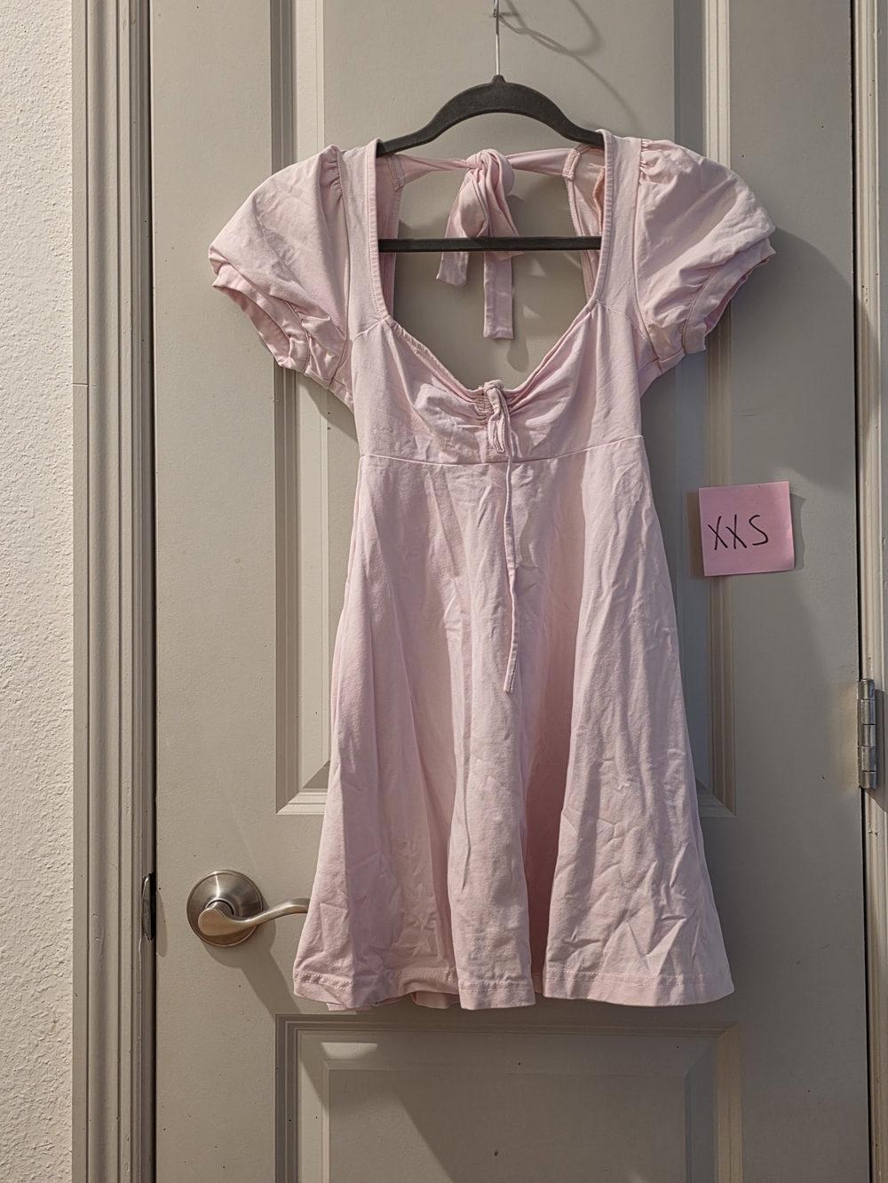 Sugar Thrillz Light Pink Tie-Back Babydoll Mini Dress